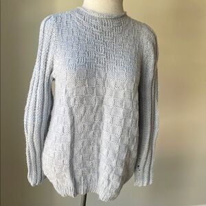 Soft Light Blue Textured Knit Sweater